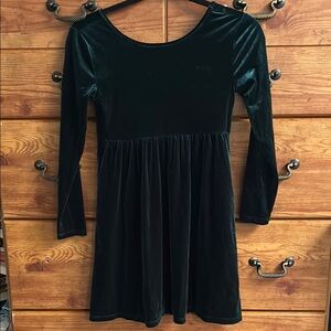 NWT Old Navy Girls Velvet Dress Dark Spruce Green